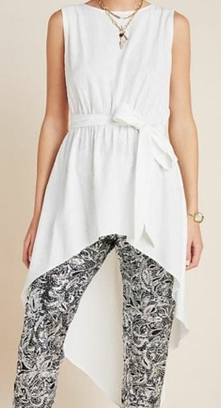 Anthropologie SB Sachim + Babi Ivory Drape Textured Sleeveless Blouse Size XS